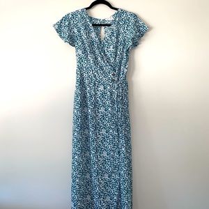 Blue/Green Flower Maxi Dress- M